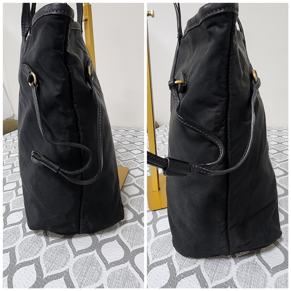 Prada Saffiano Trimmed Tessuto Tote Bag Black - Picture 8 of 14